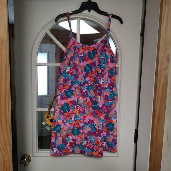 New Swimsuits For All Multi-Color Flower Print Swim Dress Size Women's 18 - Picture 1 of 3